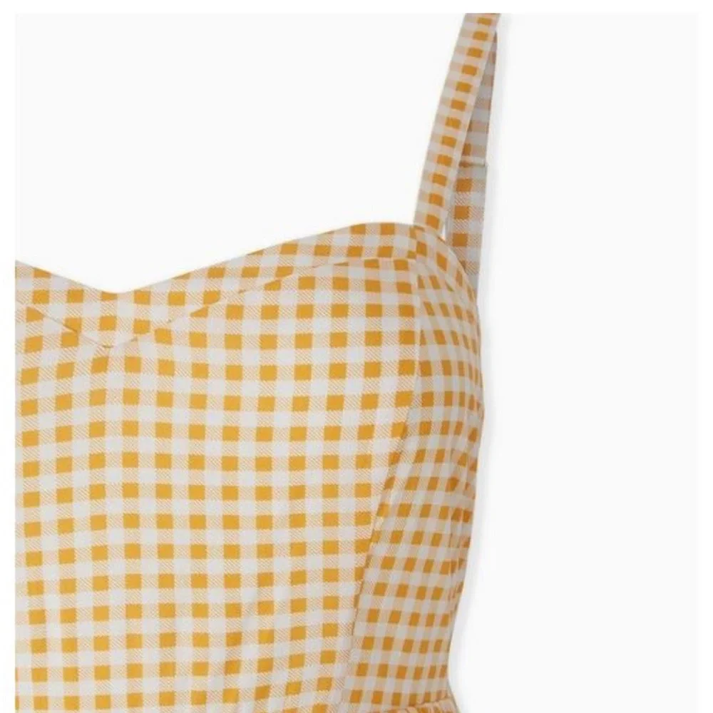 Torrid Midi Challis Skater Yellow Plaid Dress 0/L US 12 - Picture 5 of 16